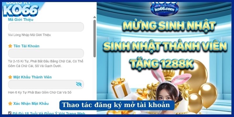 Thao tác đăng ký mở tài khoản